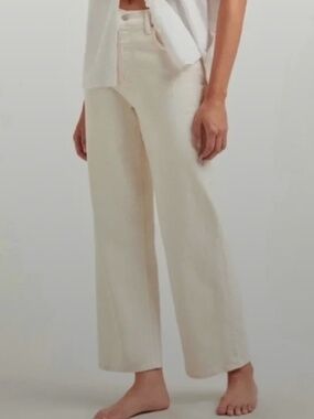 MOTHER HIGH WAISTED SPINNER SKIMP WIDE LEG JEANS EGGNOG 26 x 29